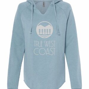 Misty Blue V-neck  Hoodie